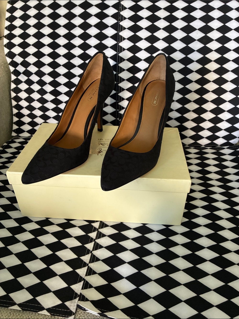 Coach Black Pointed Toe Pump Heels
